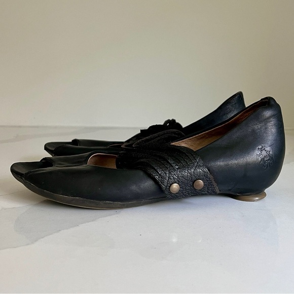 Fly London LAFF Peep Toe Multi strap Black Ballerina Heel Shoes Size 7 - Picture 6 of 16